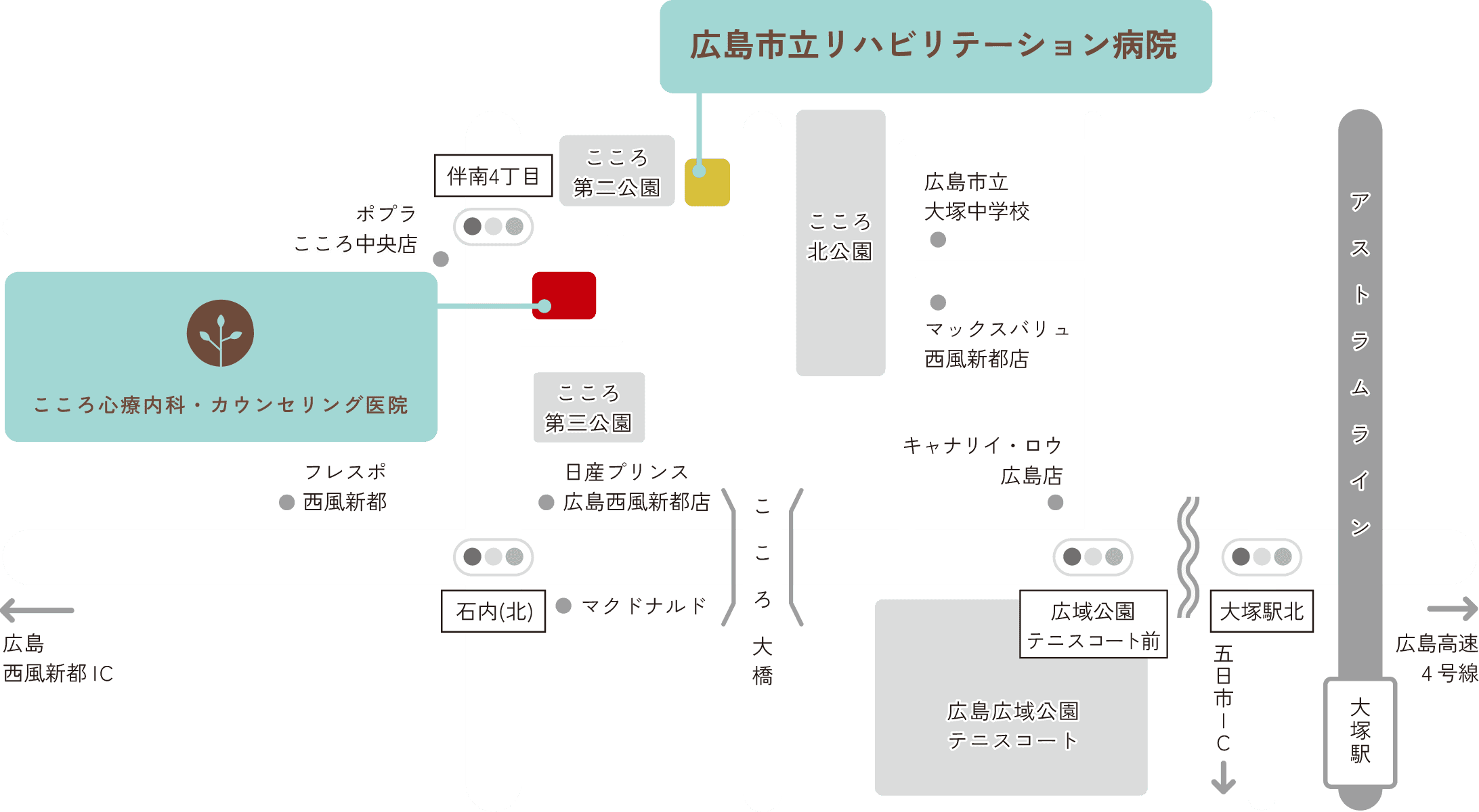 広島市立リハビリテーション病院の周辺地図
